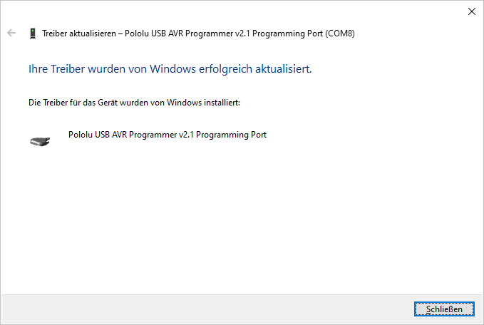 Pololu AVR Programmer Treiber installieren