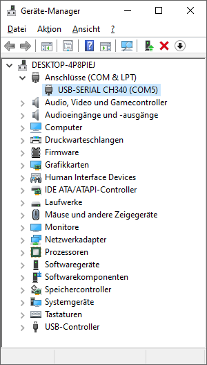 CH340 mit Windows-Treiber
