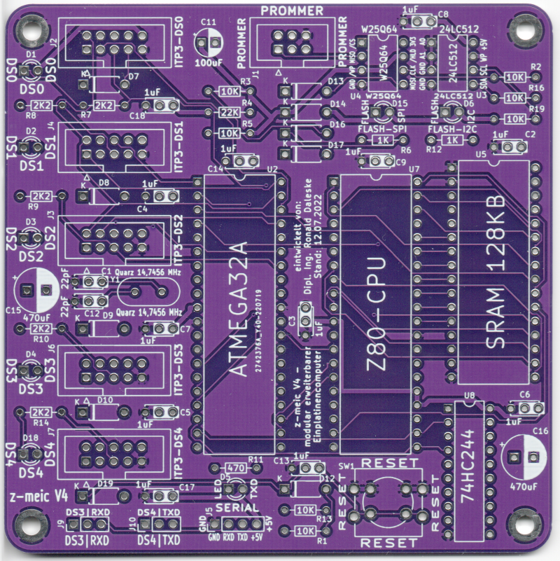 Bild 1a: z-meic Leiterplatte ohne Bauelemente